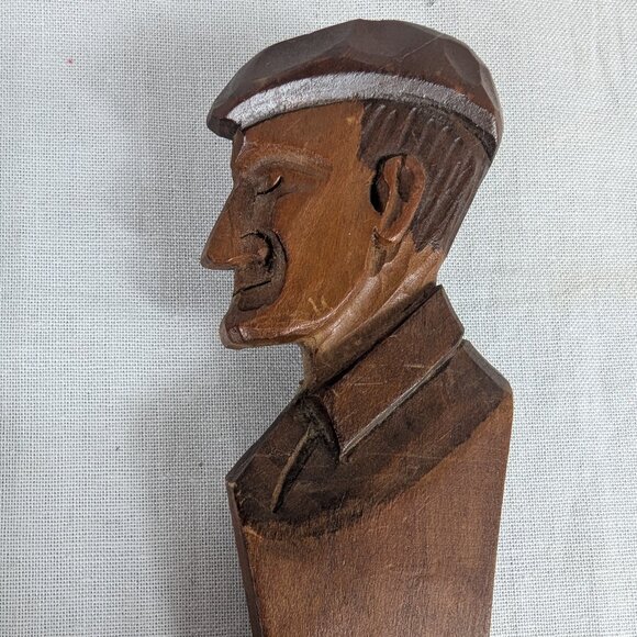 Vintage Hand Carved Wooden Spoon Fork Faces Man Woman Couple Decorative Kitchen - Picture 5 of 8